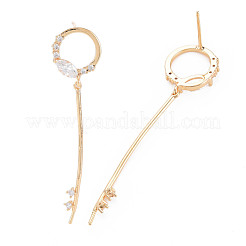 Brass Micro Pave Clear Cubic Zirconia Stud Earring Findings&nbsp;KK-S364-046