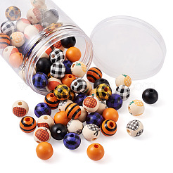 100Pcs 10 styles Halloween Themed Natural Wooden Beads&nbsp;WOOD-CD0001-21