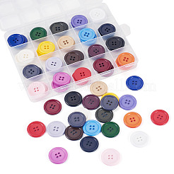 80本20色4穴レジンボタン  縫製用  フラットラウンド  ミックスカラー  25x3mm  穴：2mm  4個/カラー&nbsp;BUTT-TA0001-29A