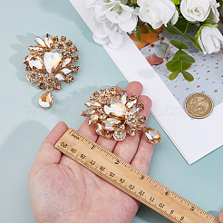 2Pcs Flower & Teardrop Zinc Alloy Rhinestone Brooches for Backpack Clothes&nbsp;JEWB-FH0002-24
