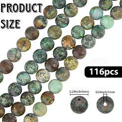 2 Strands Frosted Natural African Turquoise(Jasper) Round Beads Strands&nbsp;G-PA0001-33