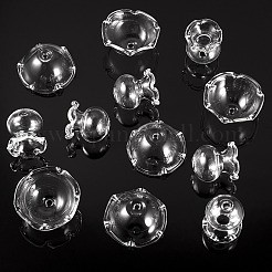 透明ガラスビーズキャップ6セット  マルチ花弁花  風鈴作りに  透明  22.5x20.5mm  穴：2mm  2個/セット&nbsp;GLAA-BY0001-07B