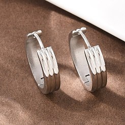 304ステンレススチールのテクスチャーフープピアス  316サージカルステンレススチール製耳ピン付き  洗練された  ステンレス鋼色  20x5mm&nbsp;EJEW-L307-09P-01