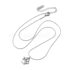 304ステンレススチール製犬の足跡ペンダントネックレス（女性用）  ステンレス鋼色  17.72インチ（45cm）&nbsp;NJEW-Z044-13P