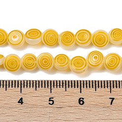 手作りランプワークビーズ連売り  ボルテックスでフラットラウンド  ゴールド  6x3mm  穴：0.5mm  約65~67個/連  14.41~14.92''（36.6~37.9センチメートル）&nbsp;LK-R004-51C