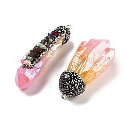 Electroplated Raw Rough Natural Quartz Crystal Big Pendants&nbsp;G-B077-04A-01