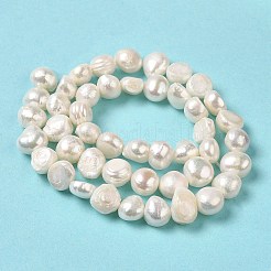 天然養殖淡水パールビーズ連売り  研磨両側  グレード2 A  リネン  7~8x7~9x5~7mm  穴：0.5mm  約45~46個/連  13.39''（34センチメートル）&nbsp;PEAR-E017-11
