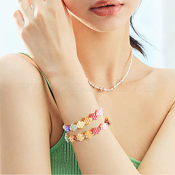 90個9色不透明アクリルヨーロピアンビーズ  大穴ビーズ  花  ミックスカラー  10.5~11x12x7.5~8mm  穴：3.5~4mm  10個/カラー&nbsp;SACR-TA0001-30