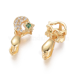 Brass Micro Pave Cubic Zirconia Ice Pick Pinch Bails&nbsp;ZIRC-L093-11G