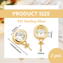 2Pcs 925 Sterling Silver Micro Pave Cubic Zirconia Pendants Bails&nbsp;STER-BC0003-60G
