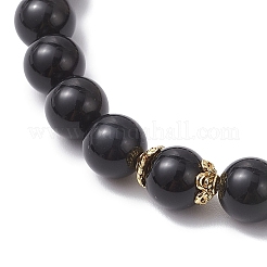 8.5MM Natural Obsidian Round Beaded Stretch Bracelets for Women&nbsp;BJEW-JB12260-02