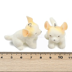フロッキー樹脂ペンダント  犬  プラチナ鉄ループ付き  ホワイトスモーク  33x23x36mm  穴：2mm&nbsp;FIND-A052-06E