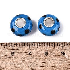 Handmade Lampwork & Brass Core European Beads&nbsp;LAMP-N044-02S-02