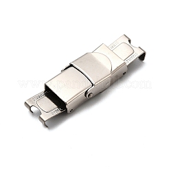 変色しにくい201ステンレススチール製時計バンド留め金  長方形  ステンレス鋼色  25x14x6mm  穴：4x10mm&nbsp;STAS-P221-22B-P