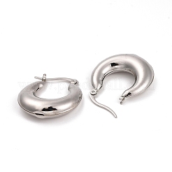 合金ハギーフープピアス  女性のための三日月形のイヤリング  プラチナ  27x25x6.5mm  ピン：0.5mm&nbsp;EJEW-M206-05A