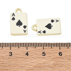 トランプの合金エナメルペンダント  スペードのエースのチャーム  長持ちメッキ  ゴールドカラー  18x10.5x2mm  穴：1.8mm&nbsp;FIND-D044-27G-01