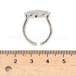 Heart Brass Micro Pave Cubic Zirconia Cuff Rings for Women&nbsp;RJEW-A069-12P-02