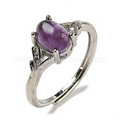 Oval Natural AmethystAdjustable Rings&nbsp;RJEW-Q818-01P-03A