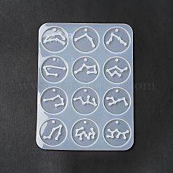Twelve Constellations Round Pendants Silicone Molds&nbsp;DIY-G073-01
