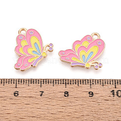 合金エナメルチャーム  蝶のチャーム  ゴールドカラー  ピンク  20x16x1mm  穴：1.8mm&nbsp;ENAM-T024-95A-G
