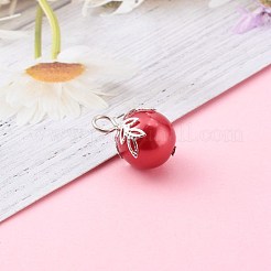 ガラスのパールのペンダント  真鍮パーツ  ラウンド  プラチナ  ミックスカラー  18x13mm  穴：3.5mm&nbsp;PALLOY-JF00674