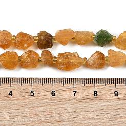 未加工天然トルマリンビーズ連売り  ナゲット  シードビーズで  ゴールデンロッド  5~18x5~12x4~8mm  穴：1mm  約30~45個/連  15.55''（39.5cm）〜15.94''（40.5cm）&nbsp;G-D101-A11