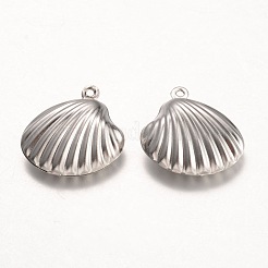 変色しない316サージカルステンレスペンダント  シェル  ステンレス鋼色  19x19x7mm  穴：1mm&nbsp;X-STAS-K096-27P