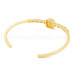 Brass Pave Green Glass Open Cuff Bangles for Women&nbsp;BJEW-S147-15G-C