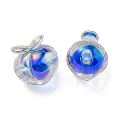 UVメッキレインボー虹色アクリルビーズ  ツートンカラーの二層ビーズ  桃  藤紫色  18x17.5x16mm  穴：3.5mm&nbsp;OACR-F004-02C