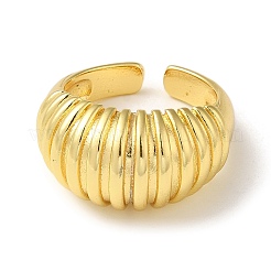 Rack Plating Brass Open Cuff Rings Ribbed Finger Ring&nbsp;RJEW-M162-23G