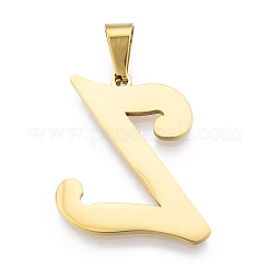 イオンプレーティング（IP）201ステンレスペンダント  a～zの文字  18KGP本金メッキ  23.5~31x17~34x1.5mm  穴：5x9mm  26個/セット&nbsp;STAS-N098-240LG