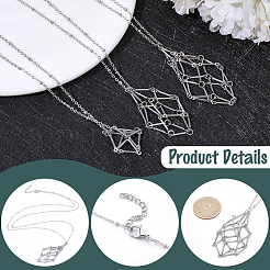 6Pcs 2 Styles Stainless Steel Braided Chain Macrame Pouch Empty Stone Holder Pendant Necklace Making&nbsp;NJEW-SC0001-46