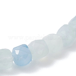 女性用天然アクアマリンビーズストレッチブレスレット  キューブ  内径：2.09~2.17インチ（5.3~5.5cm）&nbsp;BJEW-JB13335-02