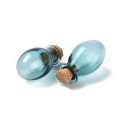 Oval Glass Cork Bottles Ornament&nbsp;AJEW-O032-03G