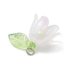 5個透明アクリルパーツ  ユリの花のチャーム  ステンレス鋼色  12.5x13.5x11mm  穴：1.8mm&nbsp;PALLOY-JF04703-02