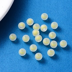透明なアクリルビーズ  艶消し  二層ビーズ  ラウンド  きいろ  8x7.5mm  穴：2mm  約100個/袋&nbsp;TACR-YW0001-02B