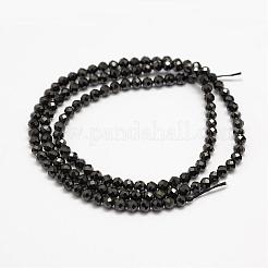 天然石ブラックスピネルビーズ連売り  多面カット  ラウンド  3mm  穴：0.5mm  約133個/連  14.96インチ（38cm）&nbsp;G-G682-23-3mm