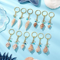 4Pcs Natural Shell Pendant Keychains&nbsp;KEYC-JKC01094