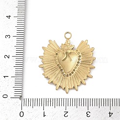 304ステンレスペンダント  神聖な心のチャーム  18KGP本金メッキ  29.5x26.5x3mm  穴：2mm&nbsp;X-STAS-D366-05A-G