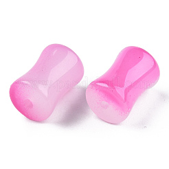 透明なスプレー塗装ガラスビーズ  竹の棒  ショッキングピンク  12x8mm  穴：1.6mm&nbsp;GLAA-N035-035-C08