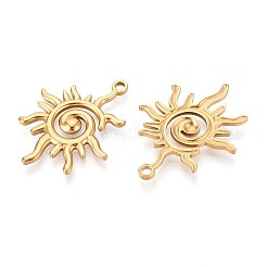 304ステンレスペンダント  太陽のチャーム  イオンプレーティング（ip）  18KGP本金メッキ  33x26x2.5mm  穴：2mm&nbsp;STAS-T065-07G