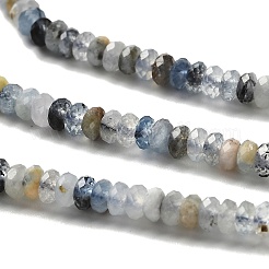 天然石アクアマリンビーズ連売り  多面カット  ロンデル  4x2mm  穴：0.6mm  約180~195個/連  15.35''（39センチメートル）&nbsp;LS-G-RM2025-D01-C