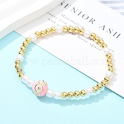 Brass Beaded Stretch Bracelets for Women&nbsp;BJEW-G736-03B