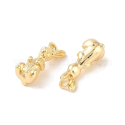 真鍮チャーム  カドミウムフリー＆ニッケルフリー＆鉛フリー  丸カン付き  兎  18KGP本金メッキ  20x7.8x7.5mm  穴：3mm&nbsp;KK-Q816-31G