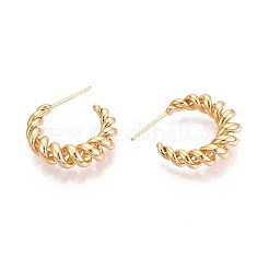 Swirl C-Shaped Brass Stud Earrings&nbsp;EJEW-T047-91G