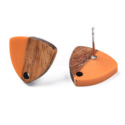 Resin & Walnut Wood Stud Earring Findings&nbsp;MAK-N032-023A