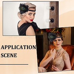 Alloy & Rubber & Rhinestone & Feathers & Seed Glass & Plastic Headbands&nbsp;OHAR-WH20011-15A