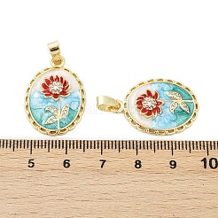 真鍮マイクロパヴェクリアキュービックジルコニアペンダント  花  エナメル  カドミウムフリー＆鉛フリー  18KGP本金メッキ  25.5x18x3.5mm  穴：5.5x3mm&nbsp;LS-KK-L235-05C-G