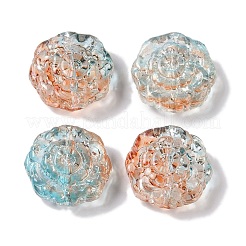 プリントガラスビーズ  花  ミックスカラー  15x15.5x6.5mm  穴：1.2mm&nbsp;GLAA-S202-14