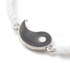 Enamel Yin Yang Matching Couple Braided Bead Bracelets Set&nbsp;BJEW-JB08557